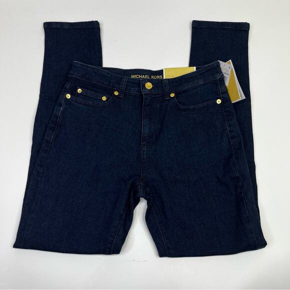 Michael Kors Straight Skinny Leg Denim Jeans dark rinse wash - 2 - Picture 3 of 11